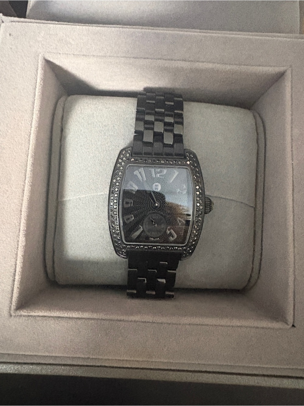 Michele Mini Urban Black Stainless Steel Diamond-Accent Bracelet Watch - Picture 3 of 5